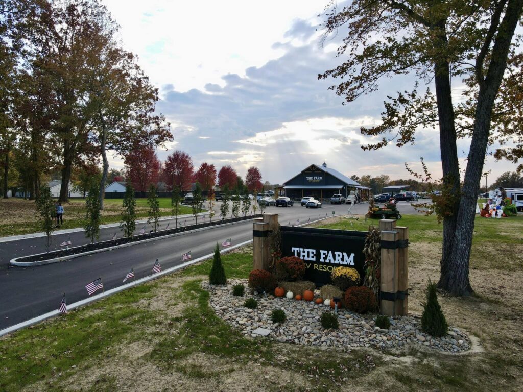 The Farm RV Resort Entrance - Contact Us page